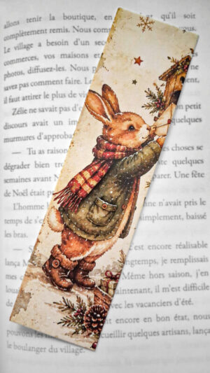 Marque-page N°17 lapin Noël magie hivernale