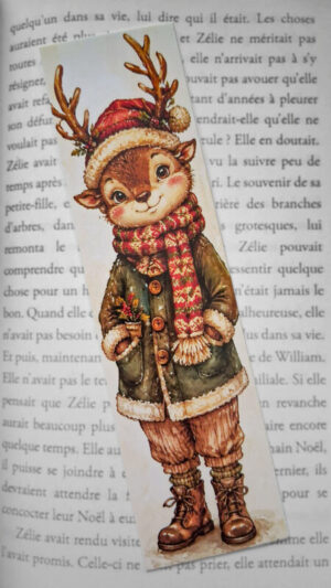 Marque-page N°21 Petit renne Noël magie hivernale