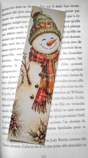 Marque-page N°19 bonhomme de neige Noël magie hivernale